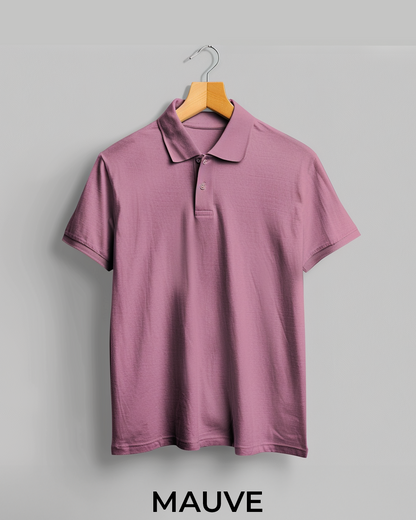 Mauve Male Solid Polo T-Shirt