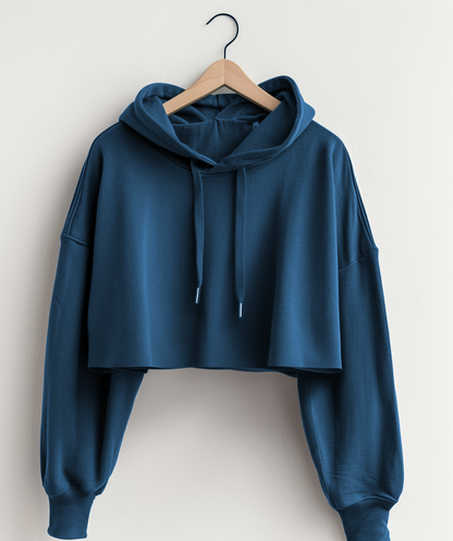Prussian Blue Oversized Crop Hoodie & Lounge Pants Co-Ords