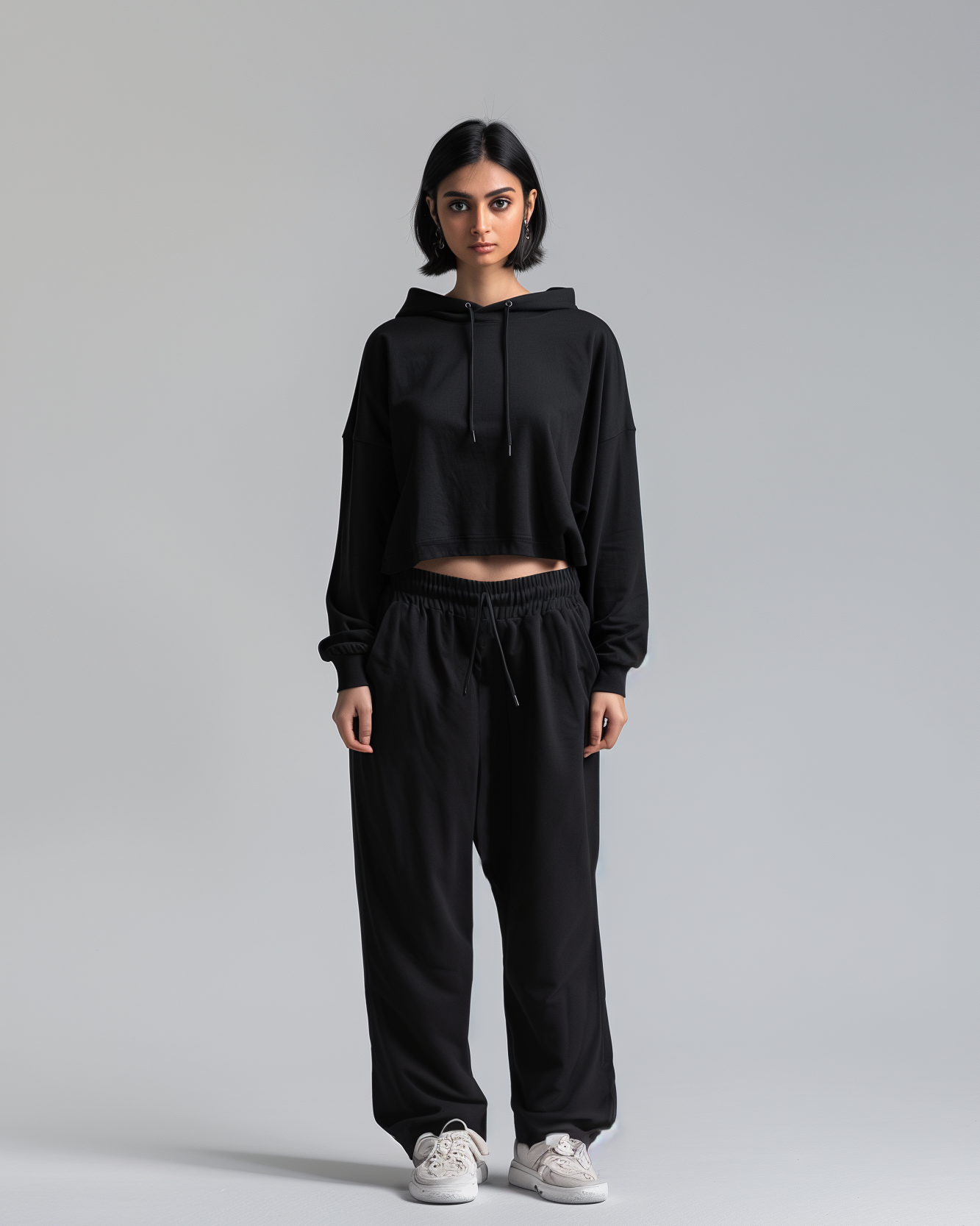 Raven Female Oversized Summer Crop Hoodies & Lounge Pants Co-Ords