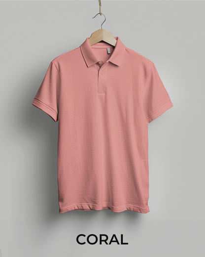 Coral Male Solid Polo T-Shirt