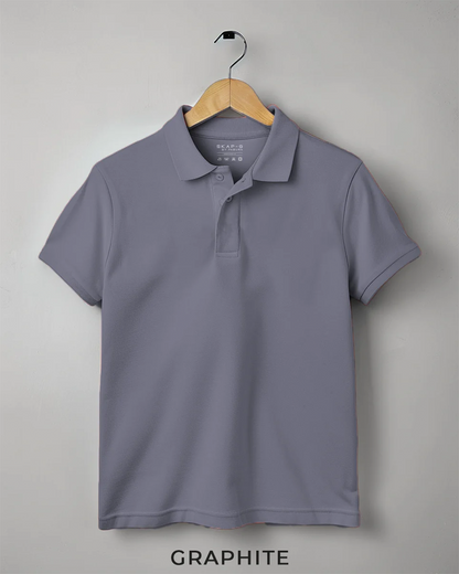 Graphite Grey Female Solid Polo T-Shirt