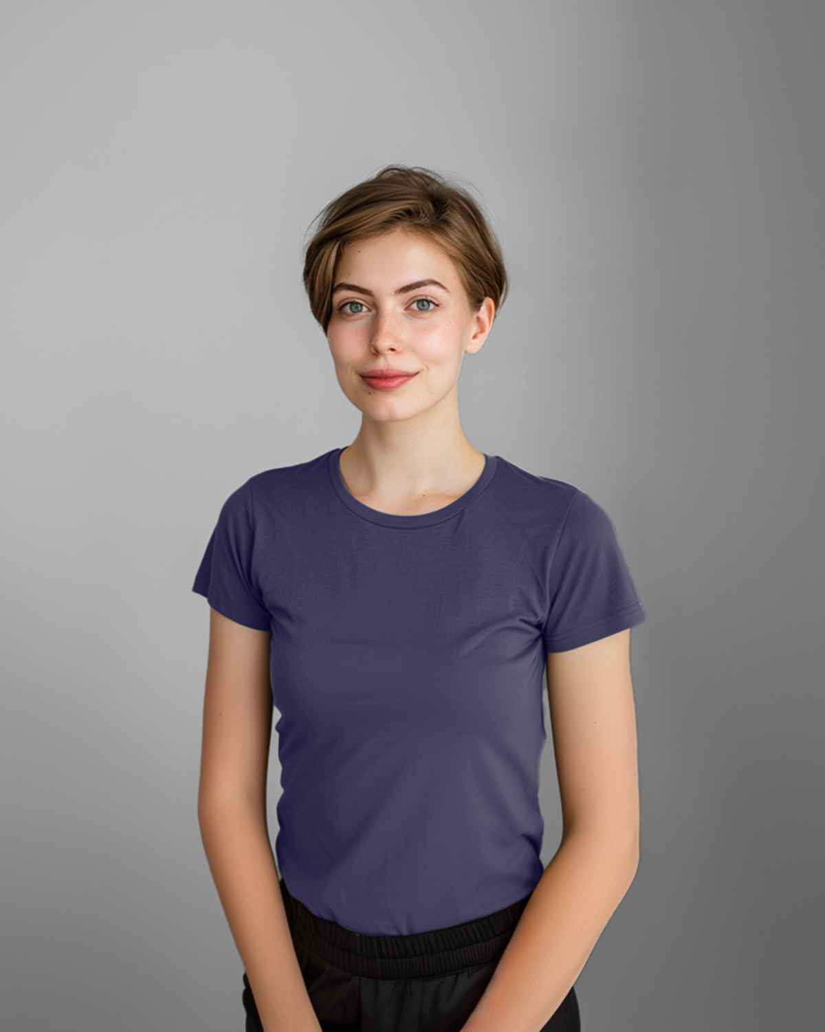 Melange Blue Female Regular T-Shirt