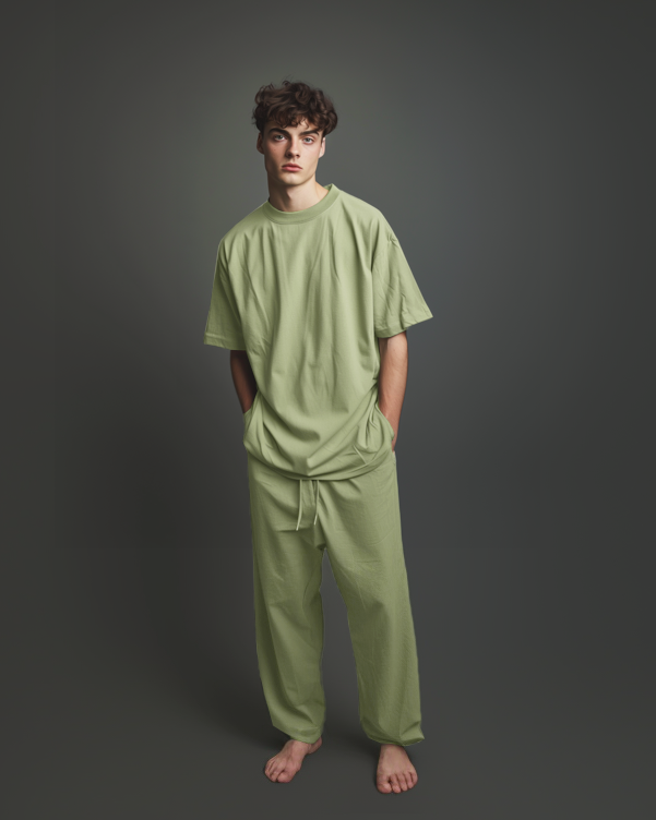 Sage Green Oversized T-Shirt & Lounge Pants Co-Ords