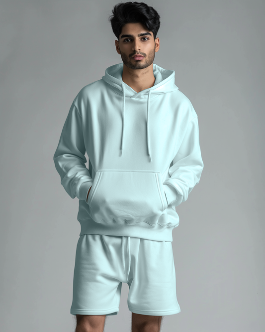 Seafoam Mist Oversized Hoodie & Lounge Shorts Co-Ords