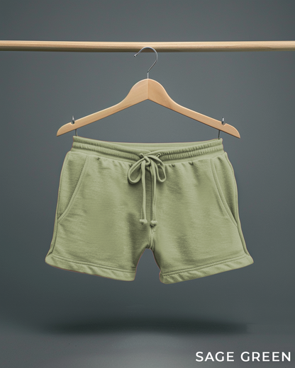 Sage Green Oversized Hoodie & Lounge Shorts Co-Ords