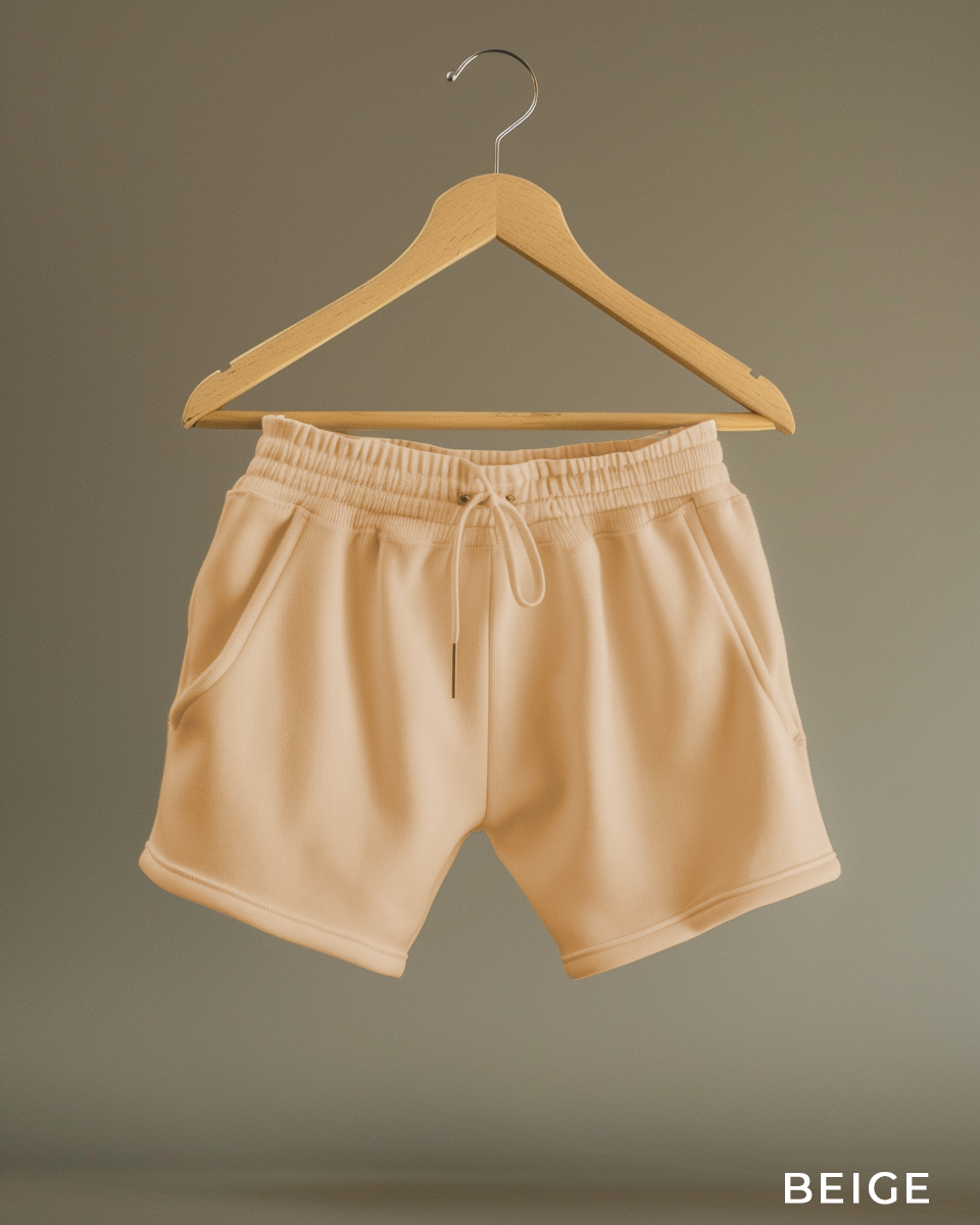 Beige Oversized Hoodie & Lounge Shorts Co-Ords