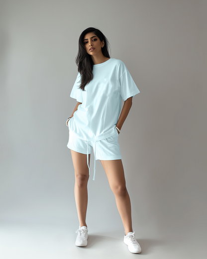 Seafoam Mist Oversized T-shirt & Lounge Shorts Co-ords