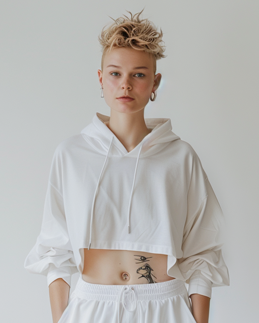 Blanche Oversized French Terry Summer Crop Hoodie